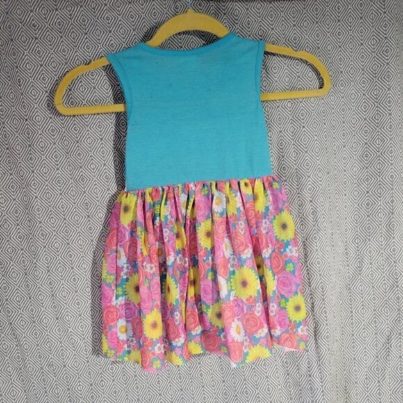 Healthtex Girl's Blue Lace Top With Multicolored Floral Bottom Dress Size 3t - Picture 2 of 10